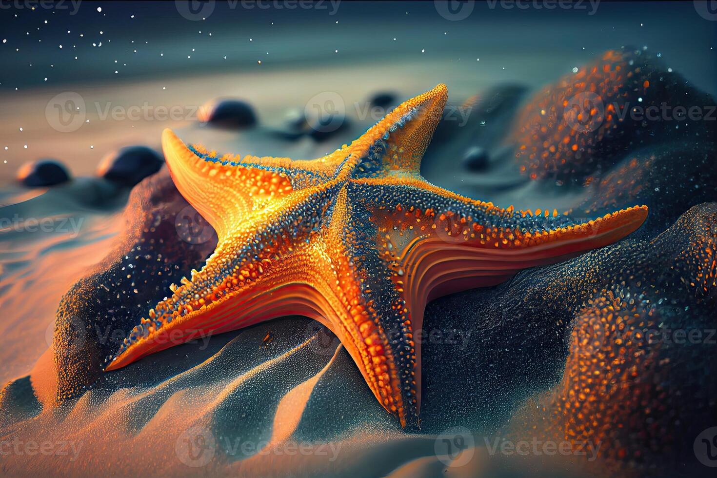 hermosa estrella de mar en el agua, generativo ai foto