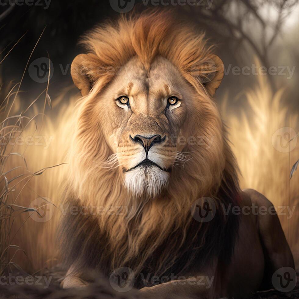 Majestic Lion in the Savannah - photo