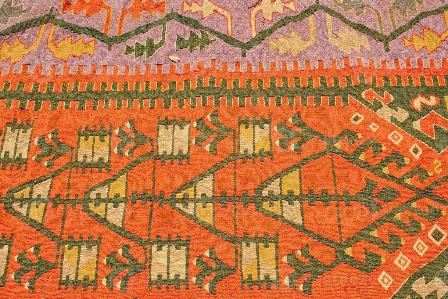 interesting background with handmade Turkish rugs in close-up photo