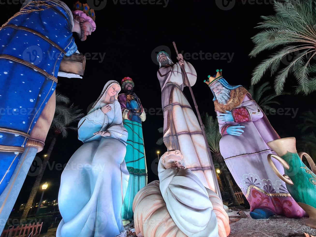 Spain's largest nativity scene in Alicante at night photo