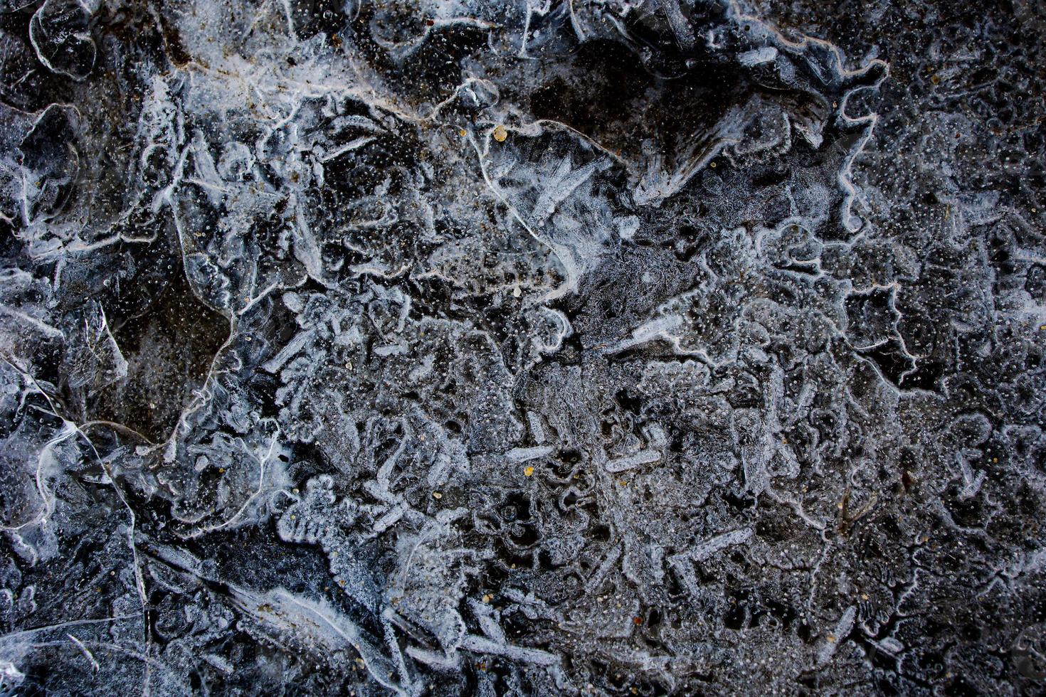 nteresting abstract background with ice close-up on a frozen puddle photo