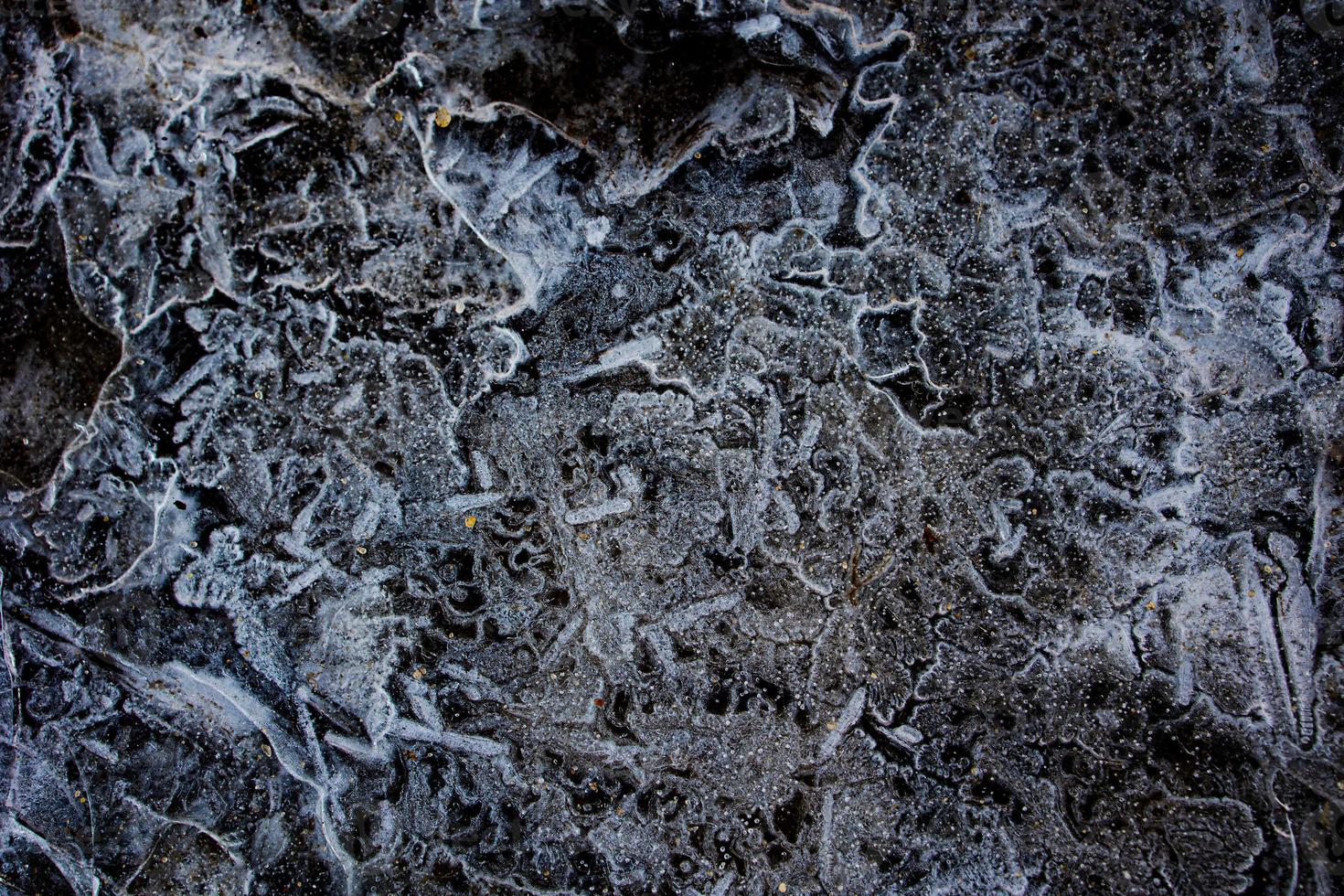 interesante resumen antecedentes con hielo de cerca en un congelado charco foto