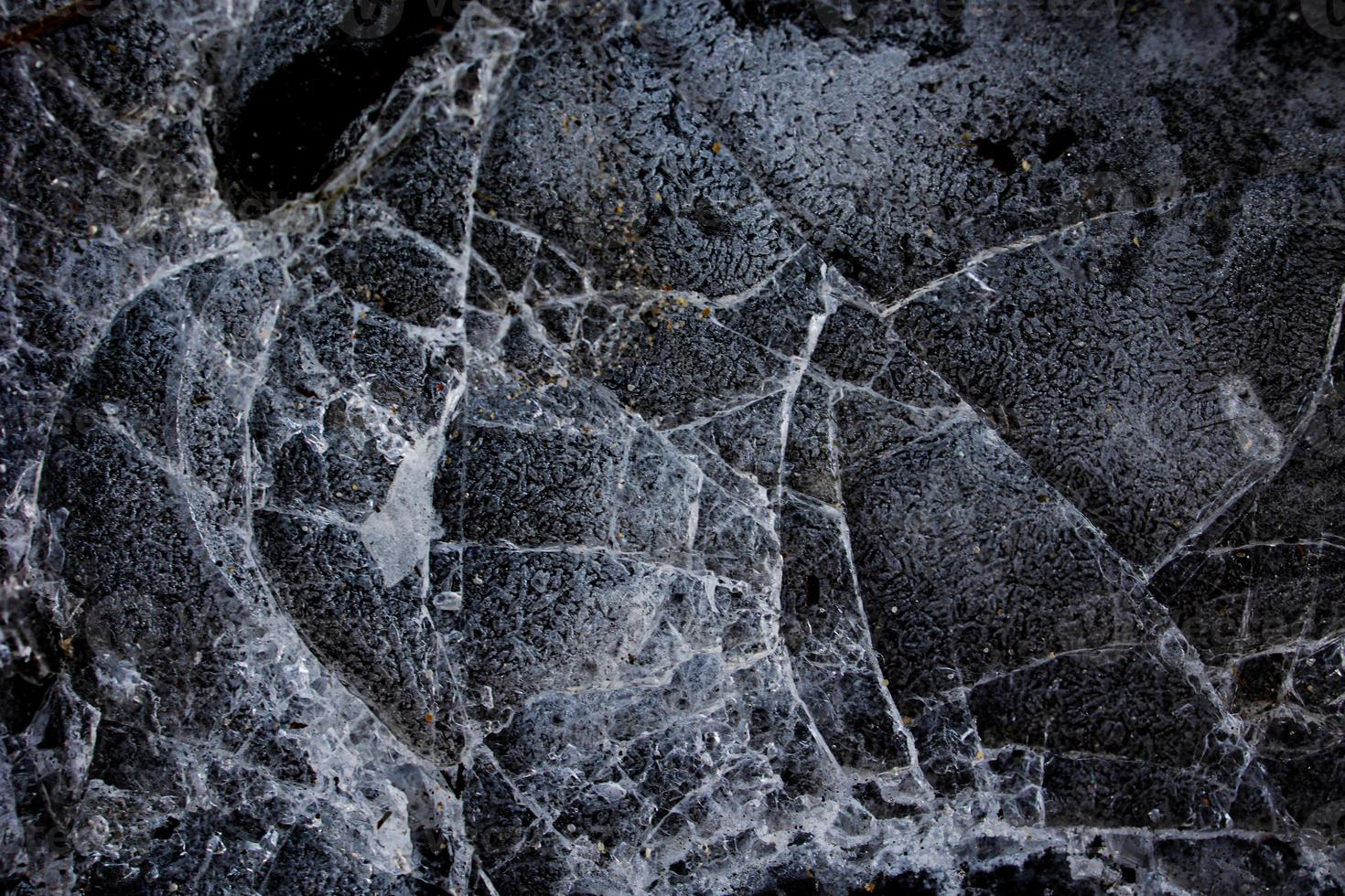 nteresting abstract background with ice close-up on a frozen puddle photo