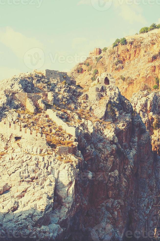 Mediterranean landscape and rocks in the Turkish city of Alanya on a warm summer afternoon photo