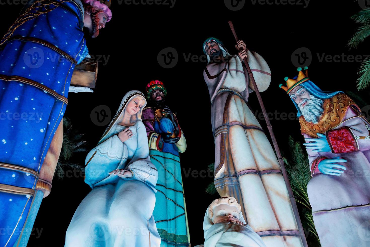 Spain's largest nativity scene in Alicante at night photo