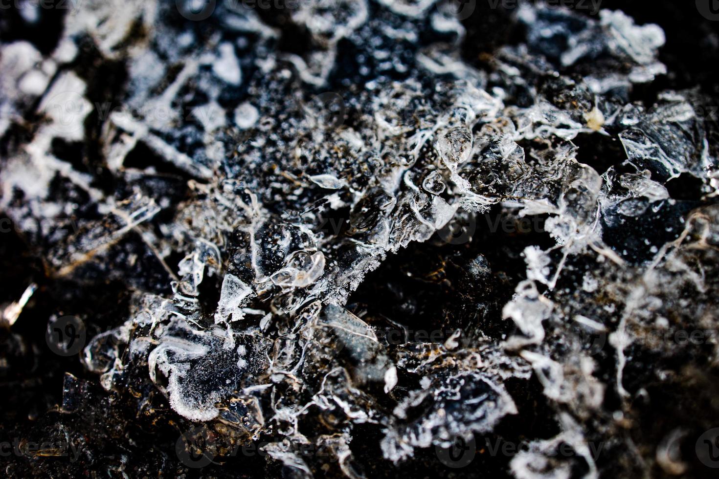 nteresting abstract background with ice close-up on a frozen puddle photo