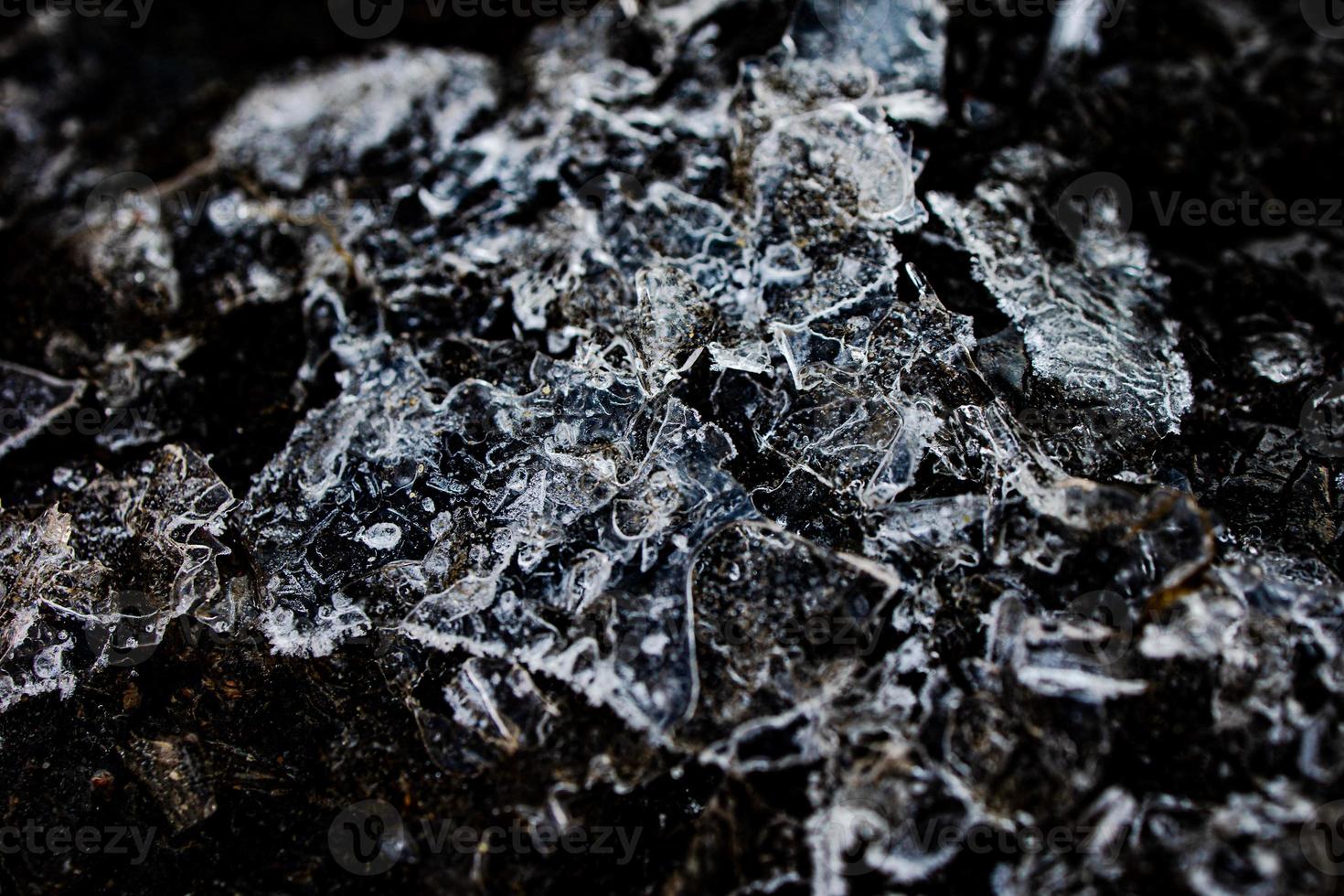 nteresting abstract background with ice close-up on a frozen puddle photo