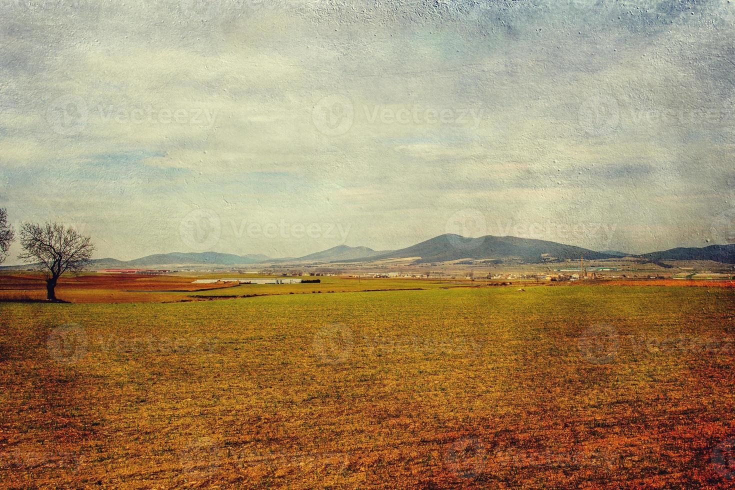 serene minimalist landscape aragon spain in winter day photo