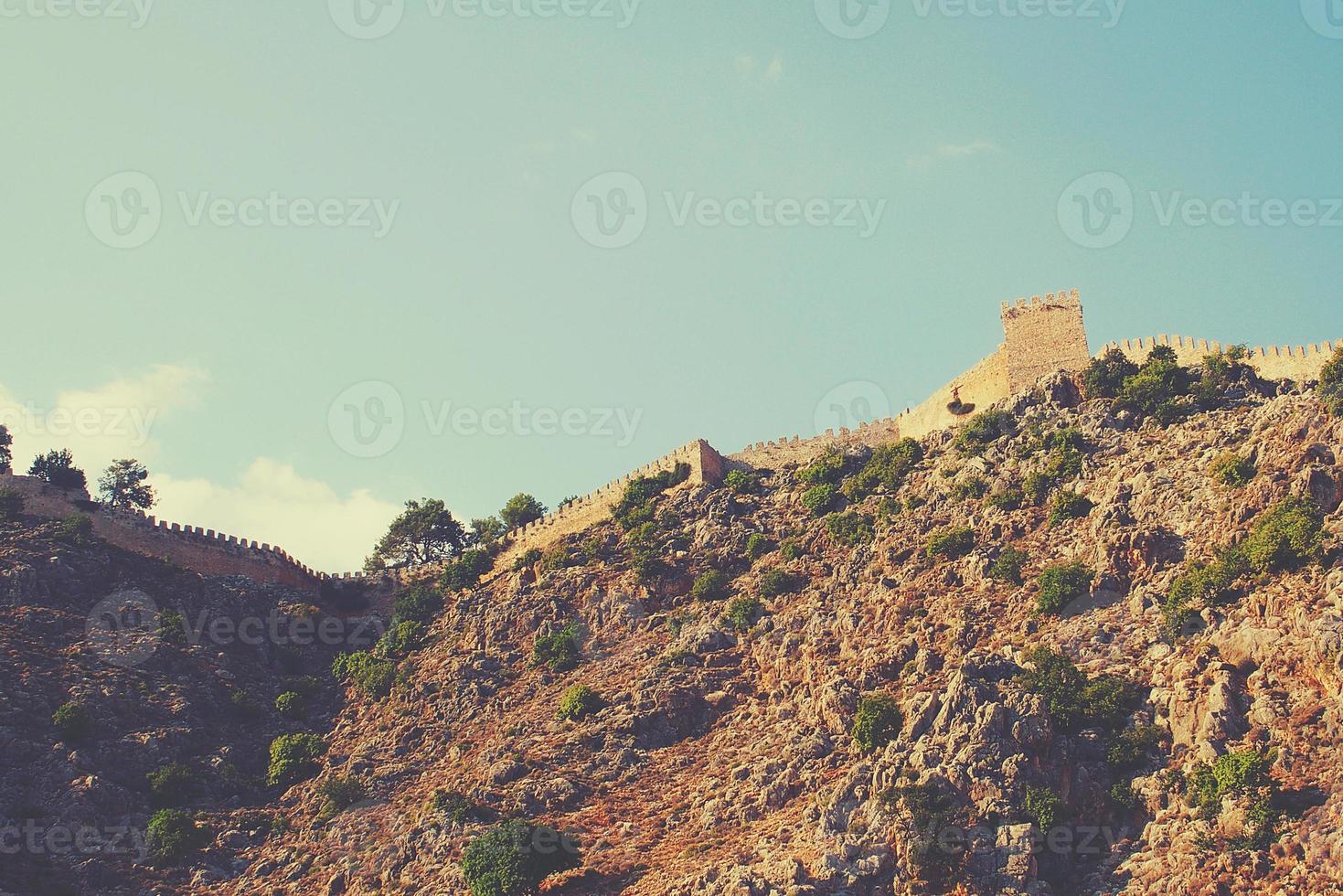 Mediterranean landscape and rocks in the Turkish city of Alanya on a warm summer afternoon photo