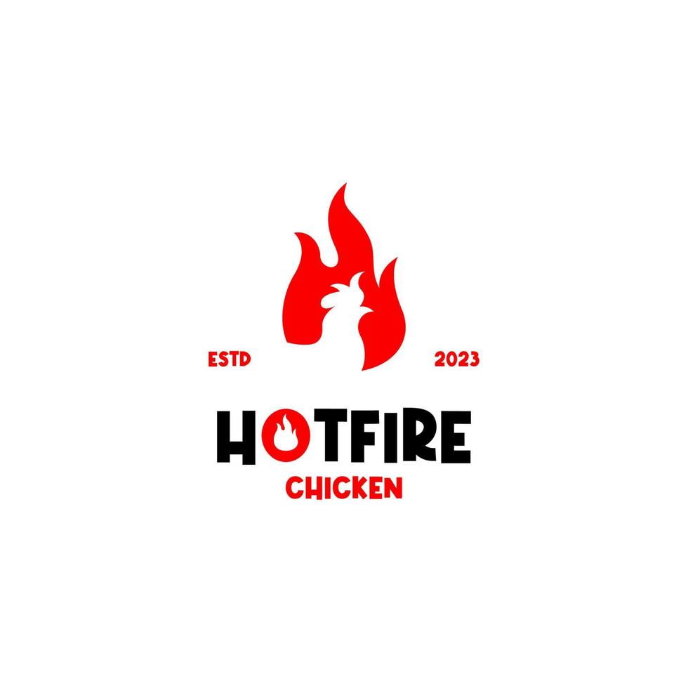 Vector fire chicken logo design concept illustration idea