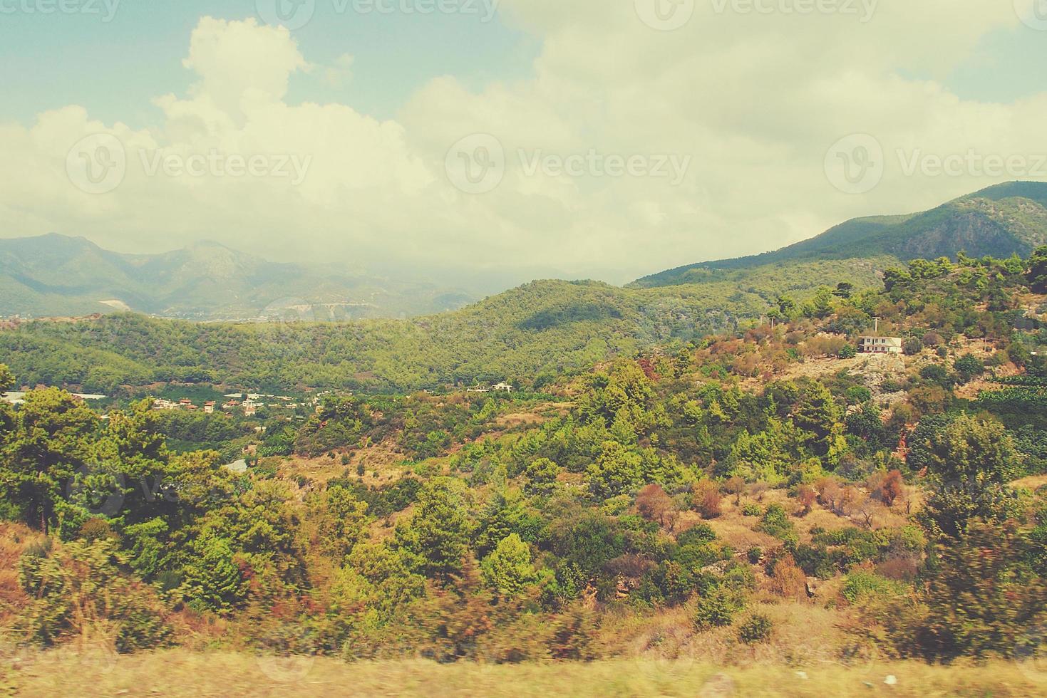 summer holiday green landscape with mountainous turkey on a warm sunny day photo