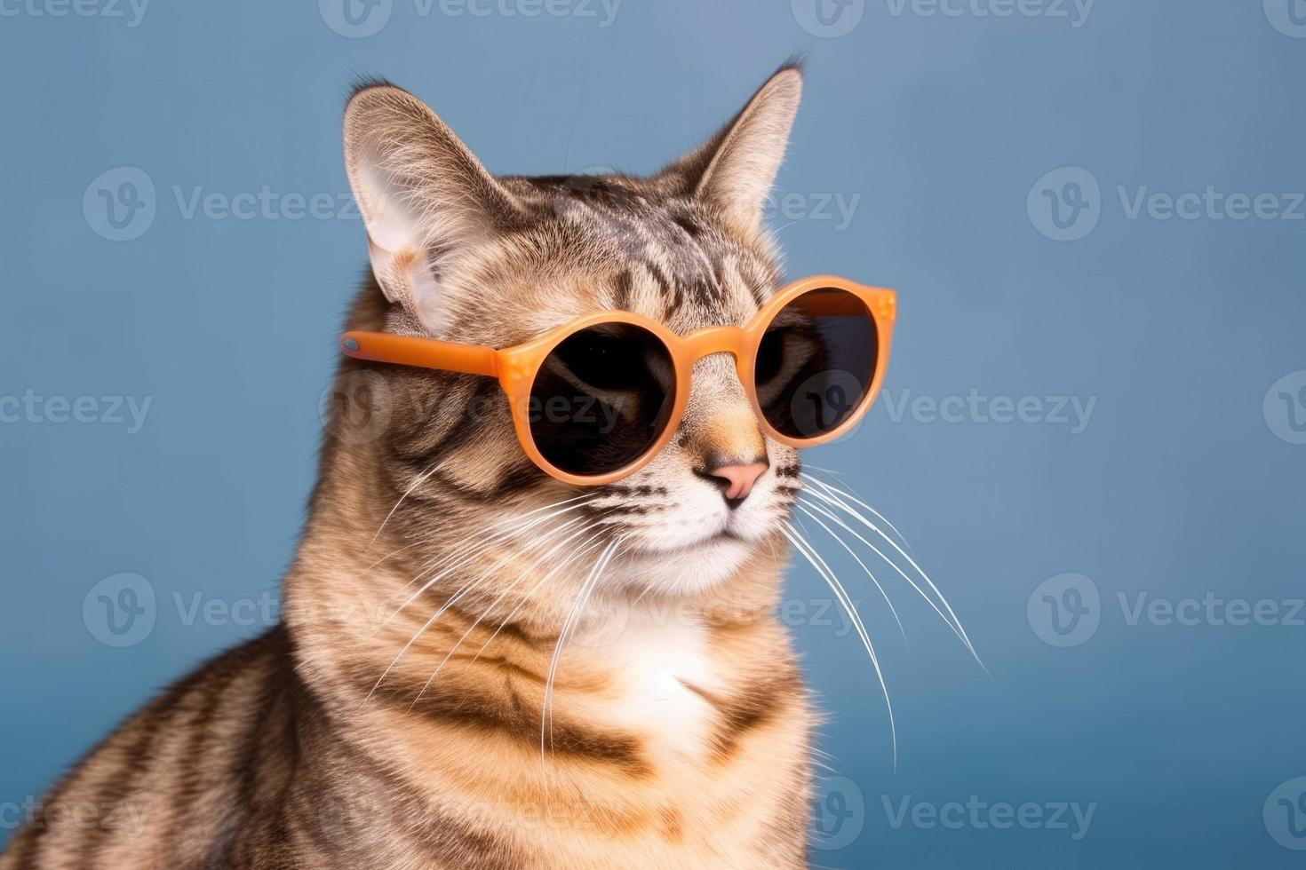 Cat on vacation with his glasses photo