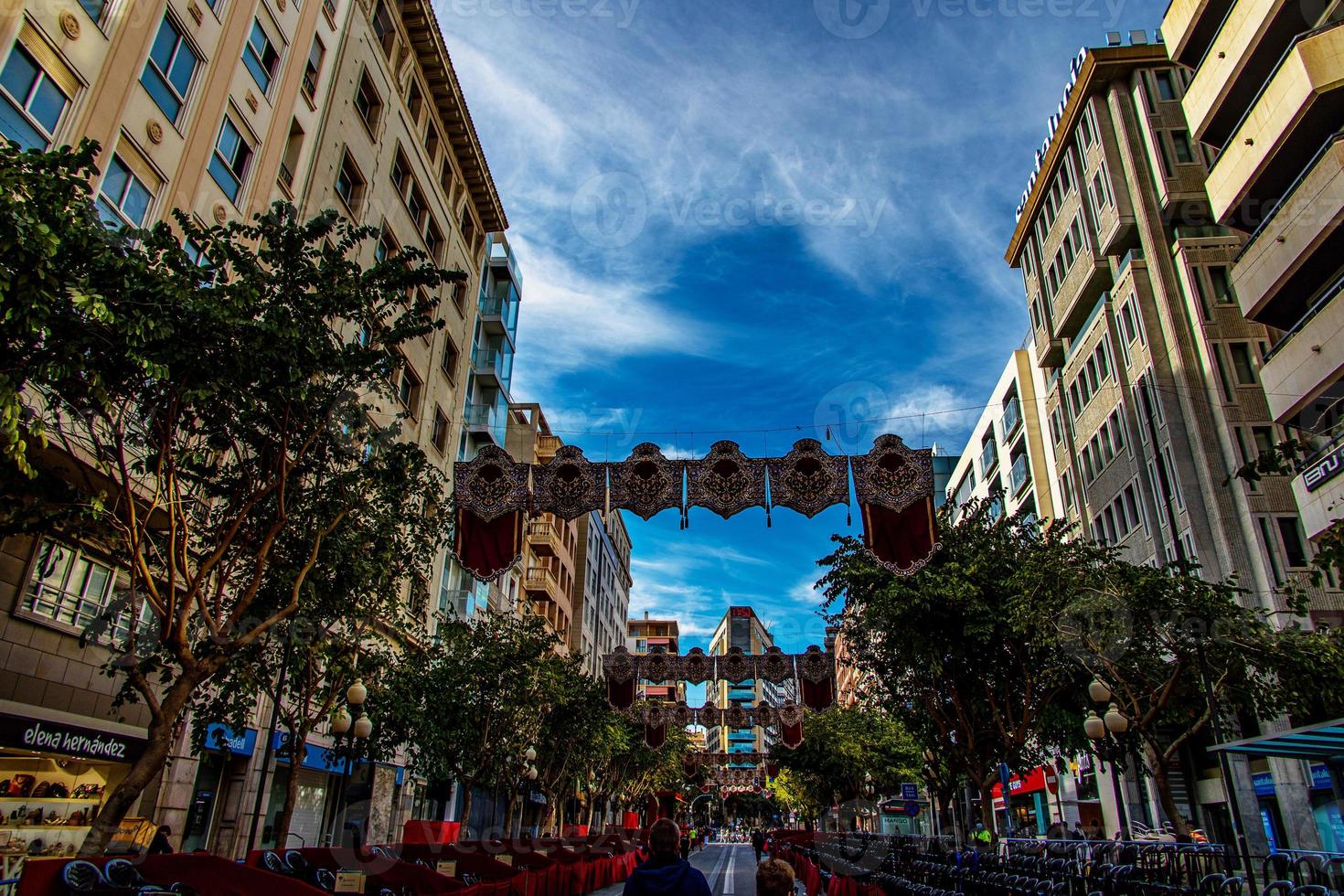 city of alicante spain decorated for easter on a sunny day photo