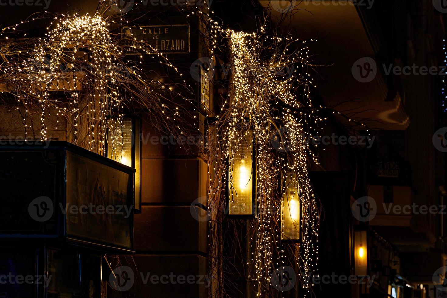 Christmas illuminations in Alicante Spain in the streets at night photo