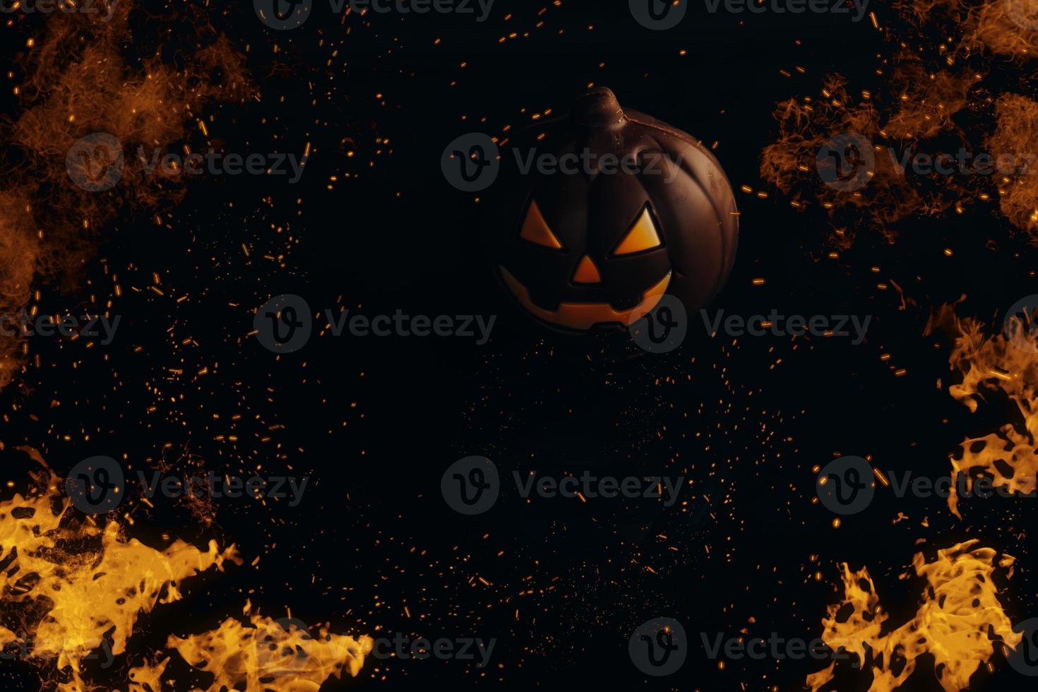 chocolate halloween pumpkin jack-o-lantern on dark background photo