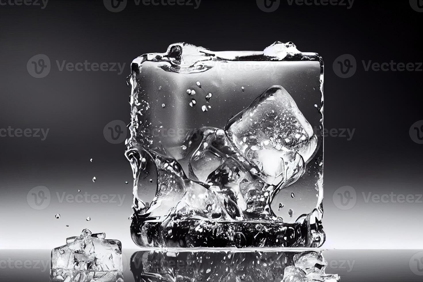 illustration of a water frozen in a ice cube photo