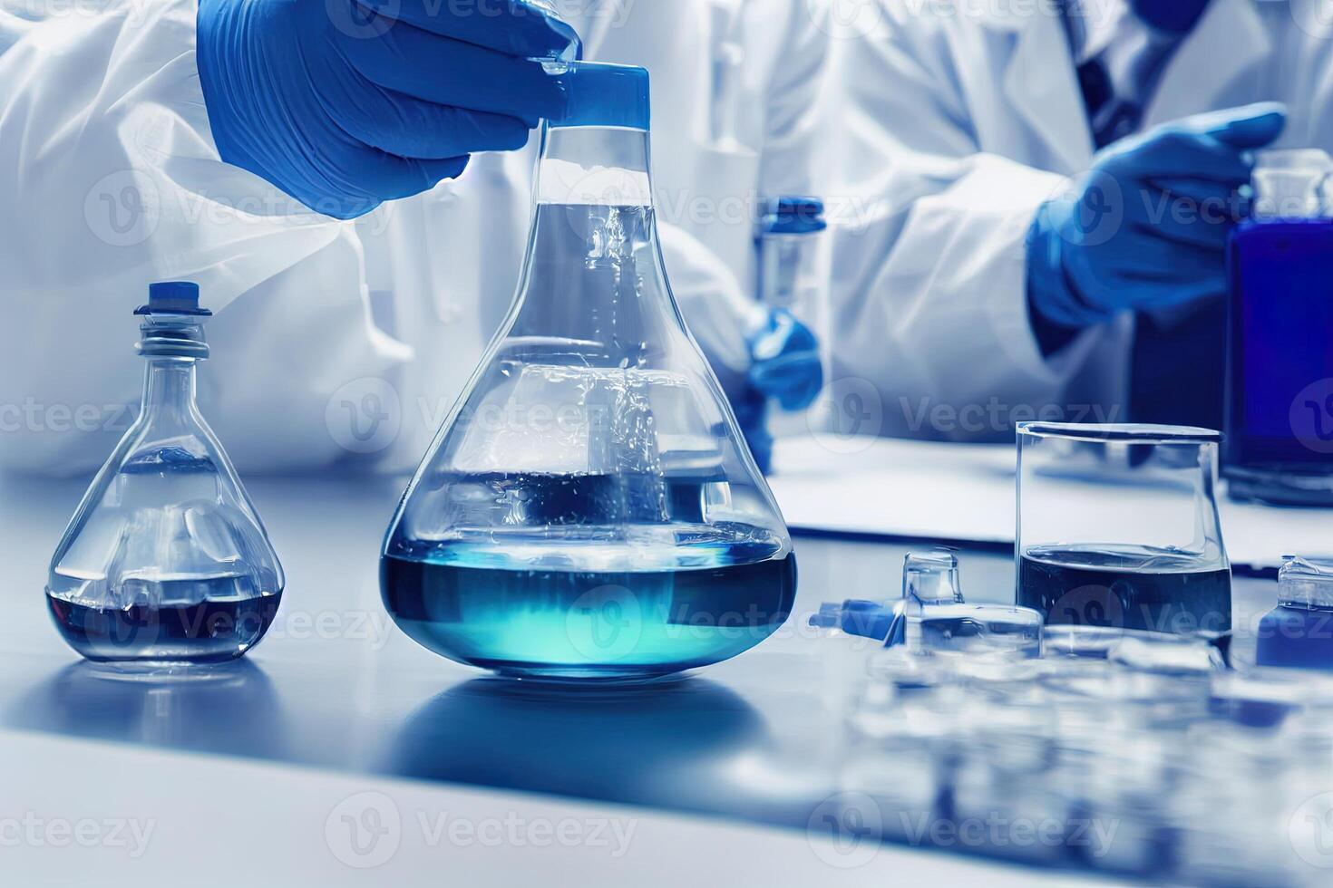 illustration chemical scientist works in the laboratory photo
