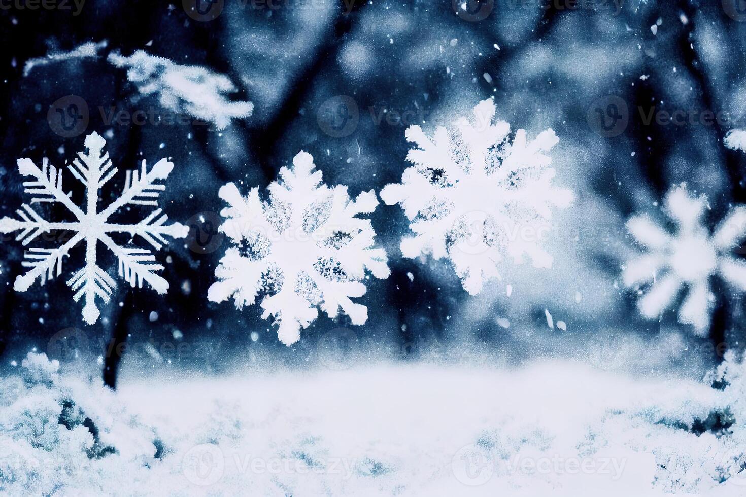 ilustración de bailando copos de nieve en invierno foto