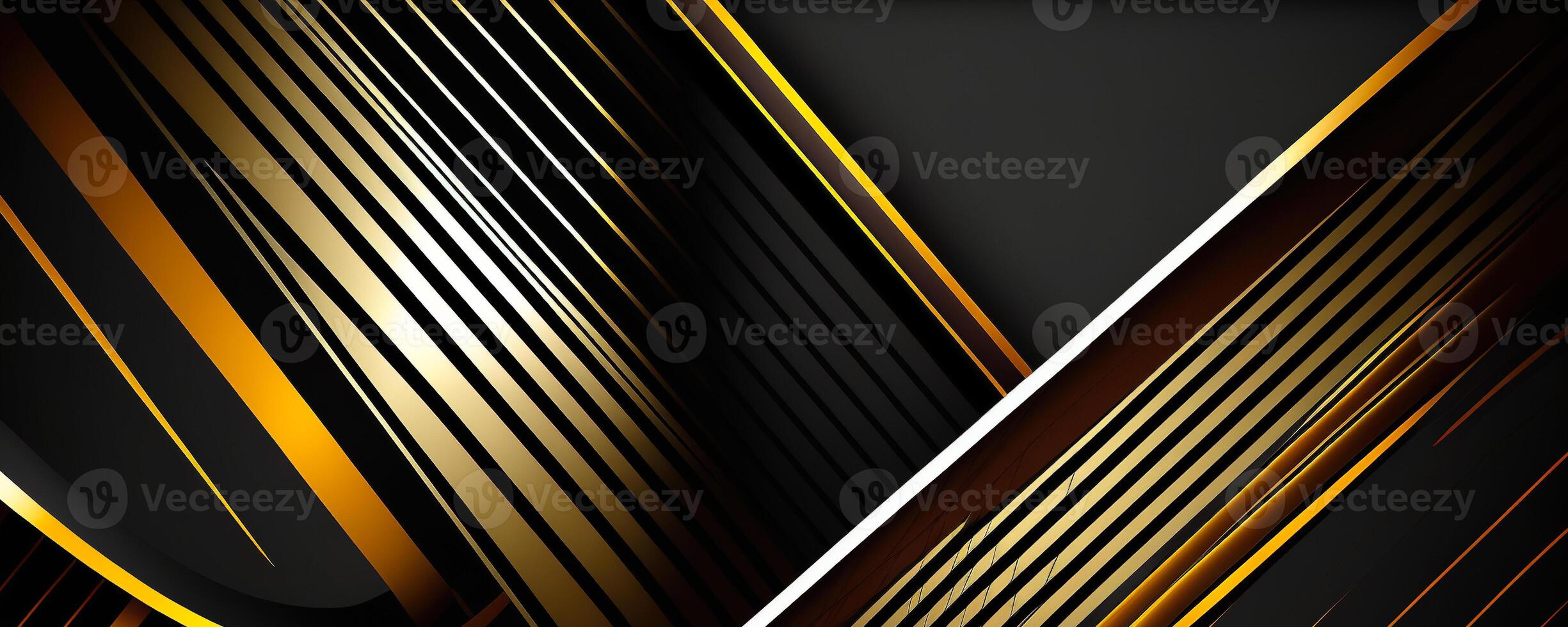 Black and golden modern abstract wide banner with geometric lines and Copy Space. photo