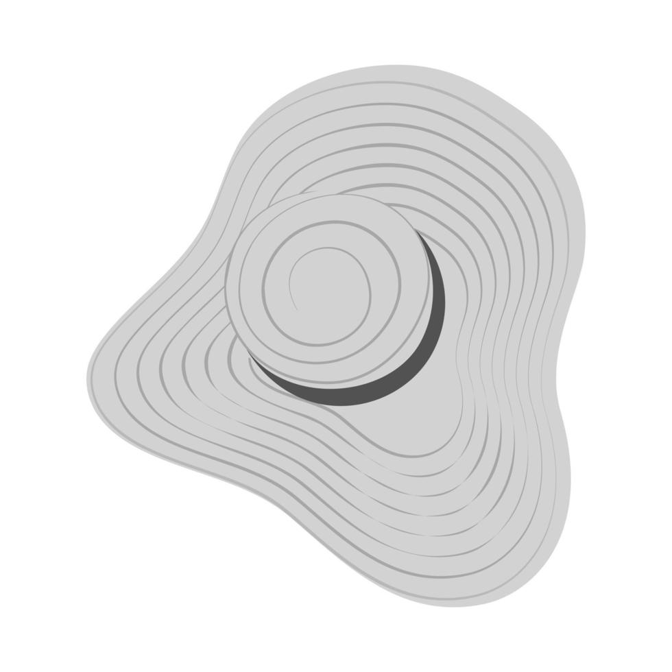 Contour drawing of a summer hat with wide brim and a strips around in grayscale. Day of rest. EPS vector