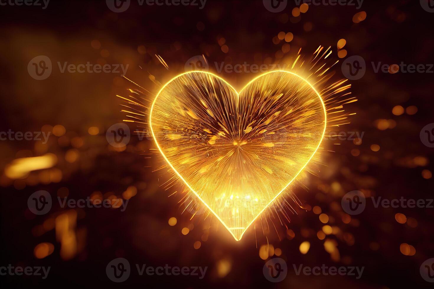 Sparkling golden heart. . photo