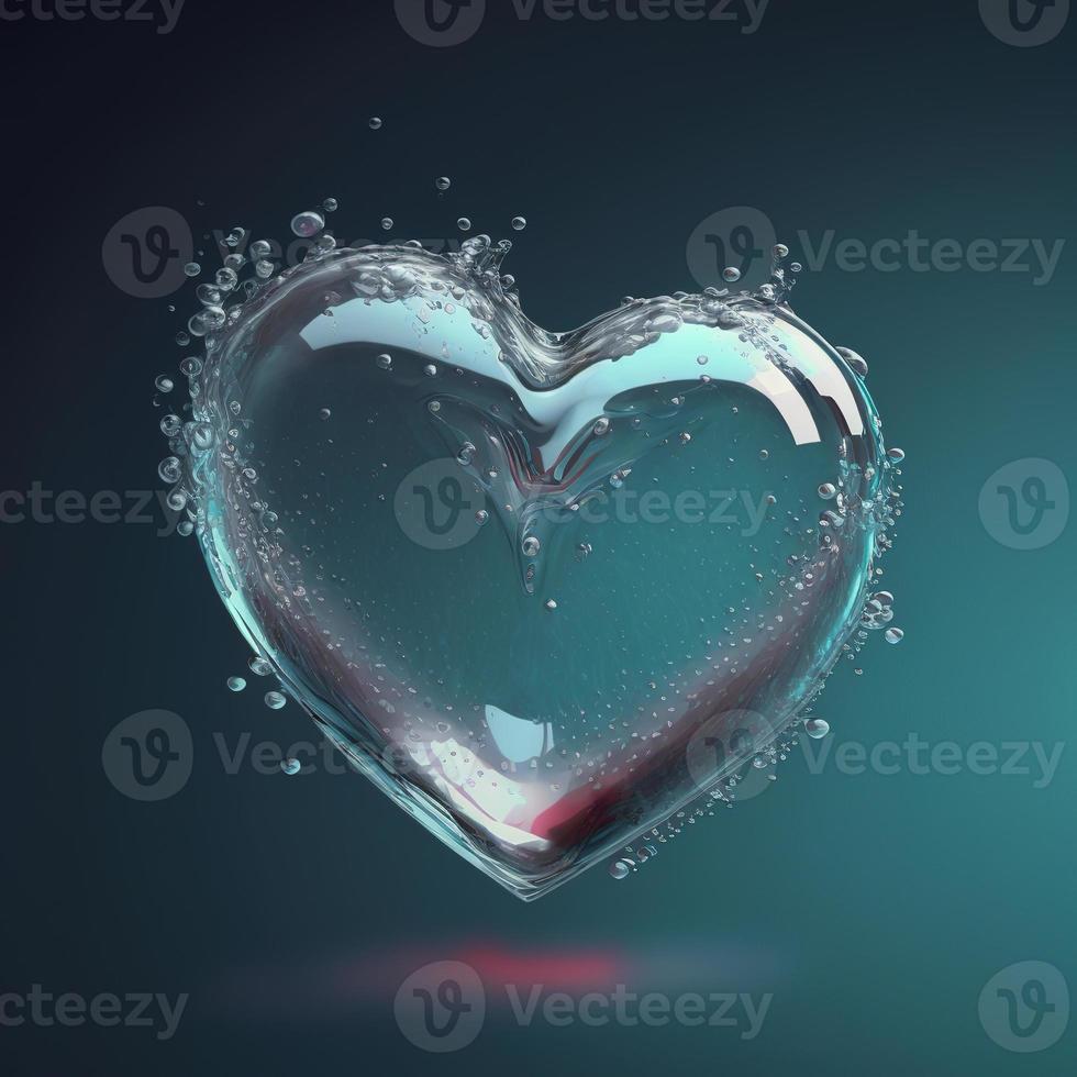 Heart Shape Bubble. AI render. photo