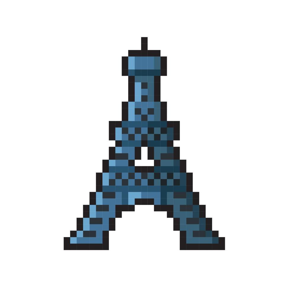 eiffel tower in pixel art style vector