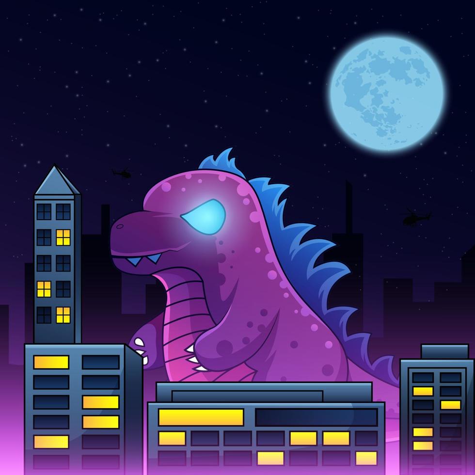 Cute Giant Monster Invading the City vector