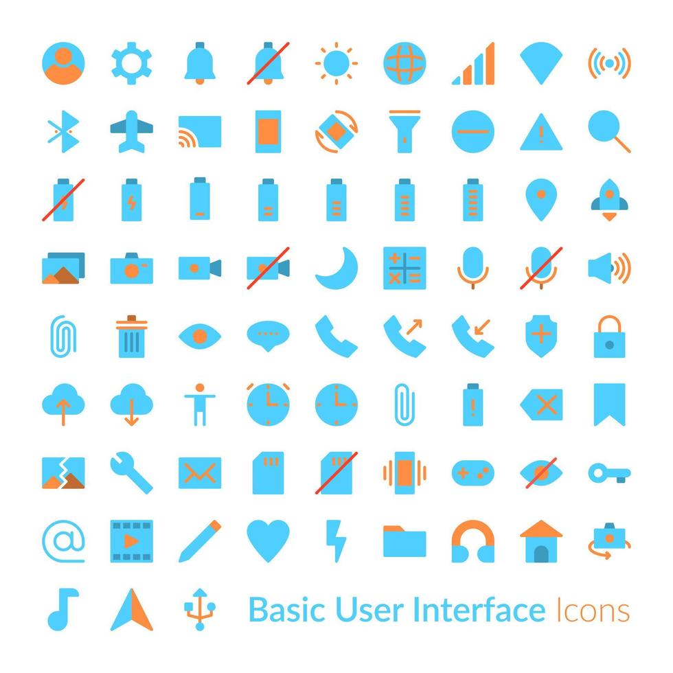 flat User Interface Icons. Basic UI Icon Set vector