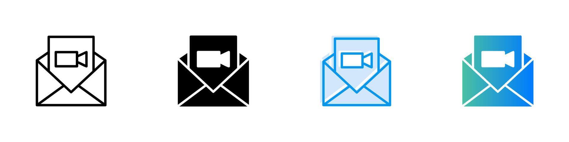 video message icon. vector illustration of video message in various styles.