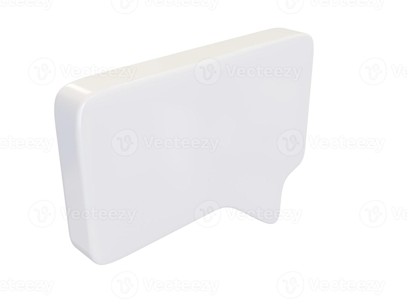 White rectangular dialog bubble. 3d render. photo