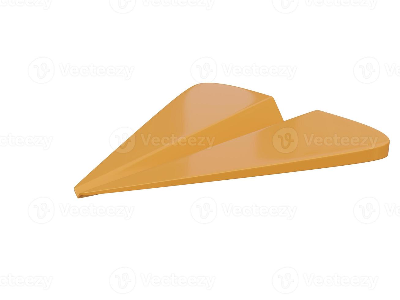 Orange paper airplane icon. 3d render. photo