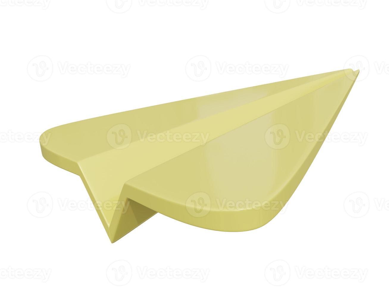 icono de avión de papel amarillo. procesamiento 3d foto