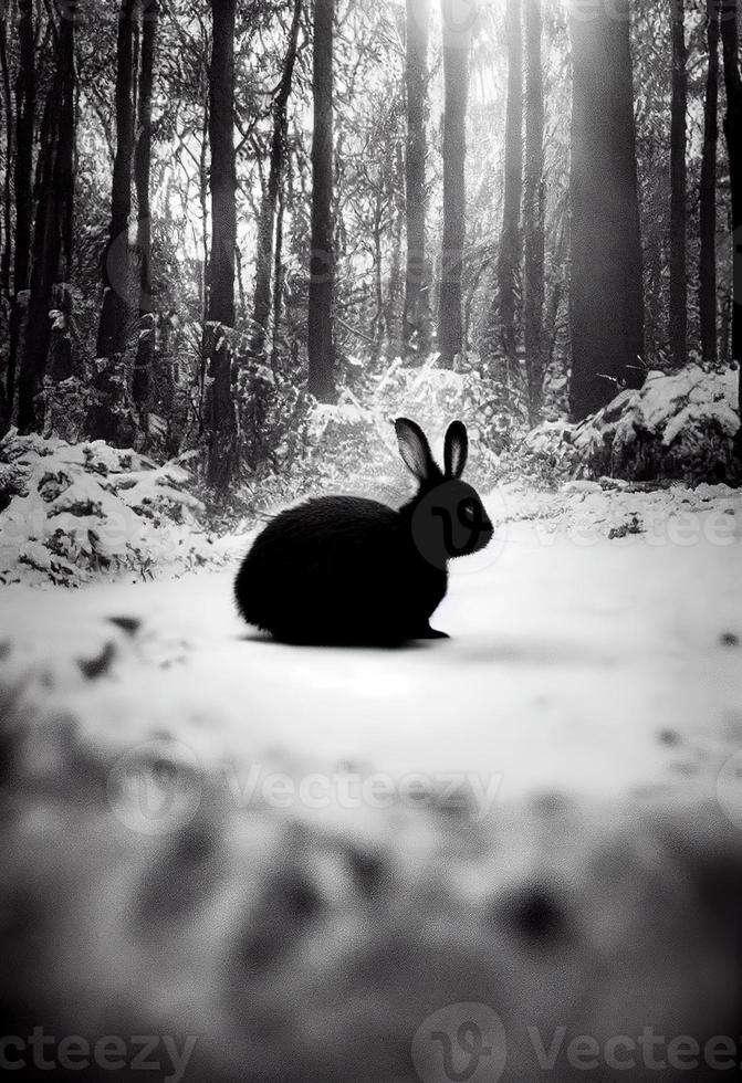 Black rabbit 2023. AI render. photo