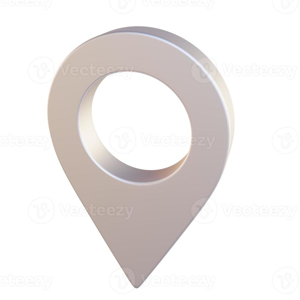 Silver location sign. Silver pin point. photo