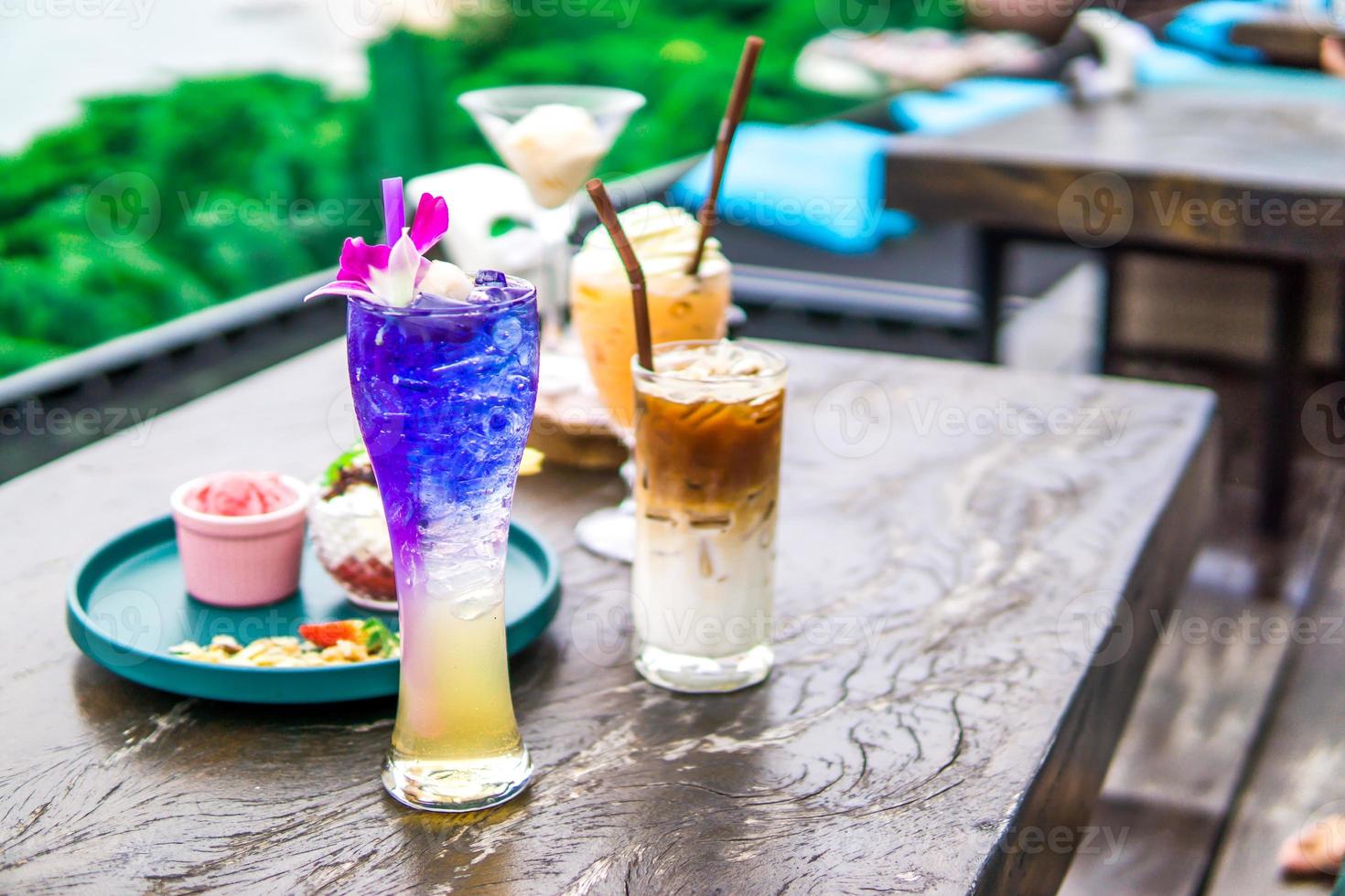 Blue Hawaii drink with summer photo