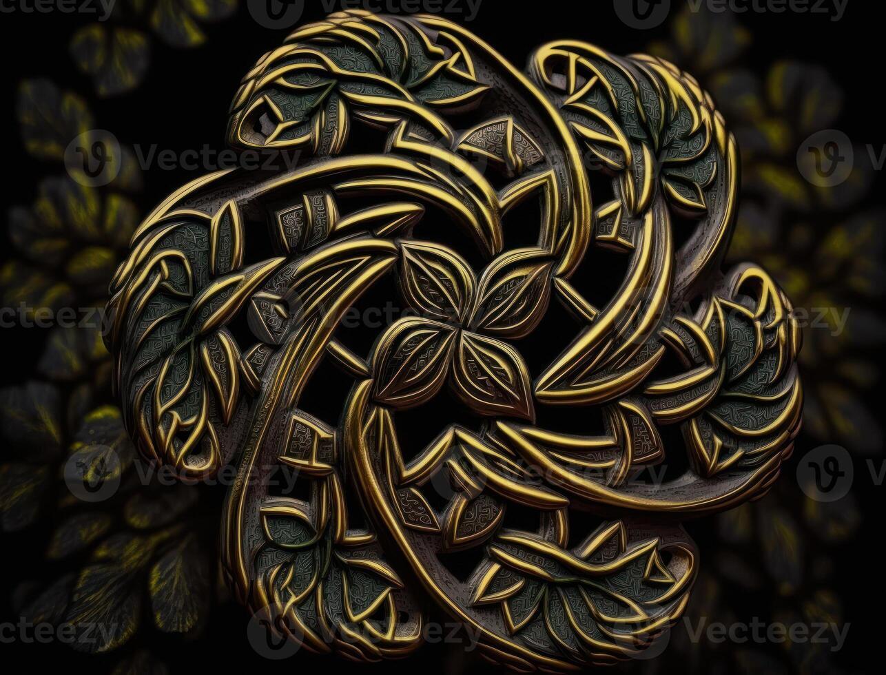Ethnic celtic ornaments Esoteric vegetal background created with technology photo