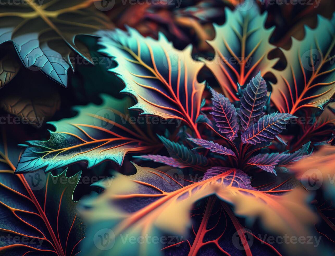 Abstract colorful foliage background created with technology photo