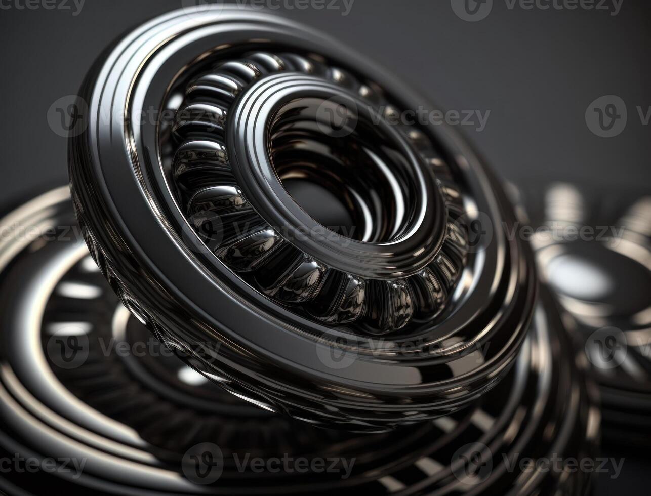 Concentric obsidian rings shapes Abstract geometric background created with technology photo