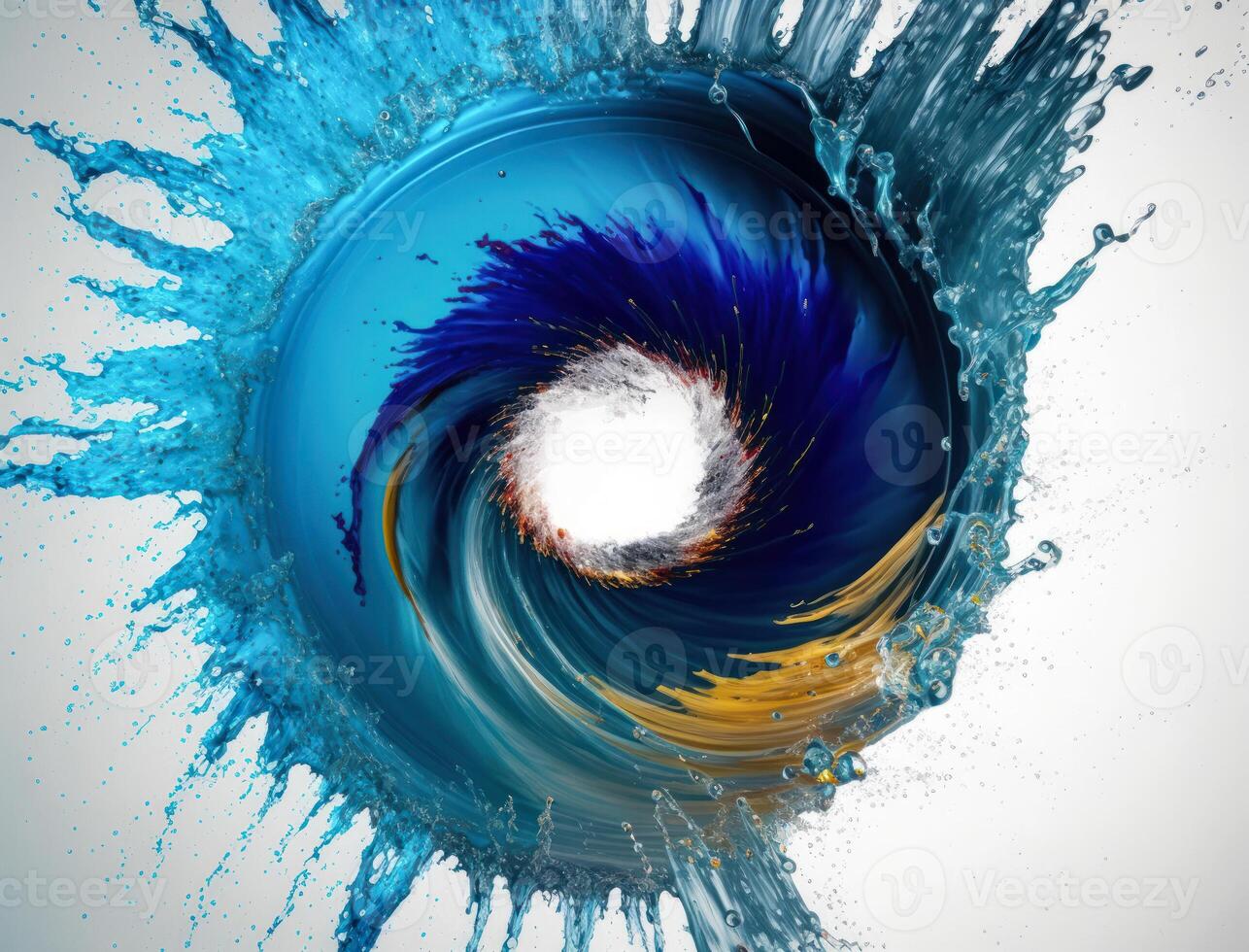 Radial spiral water splash background created with technology photo