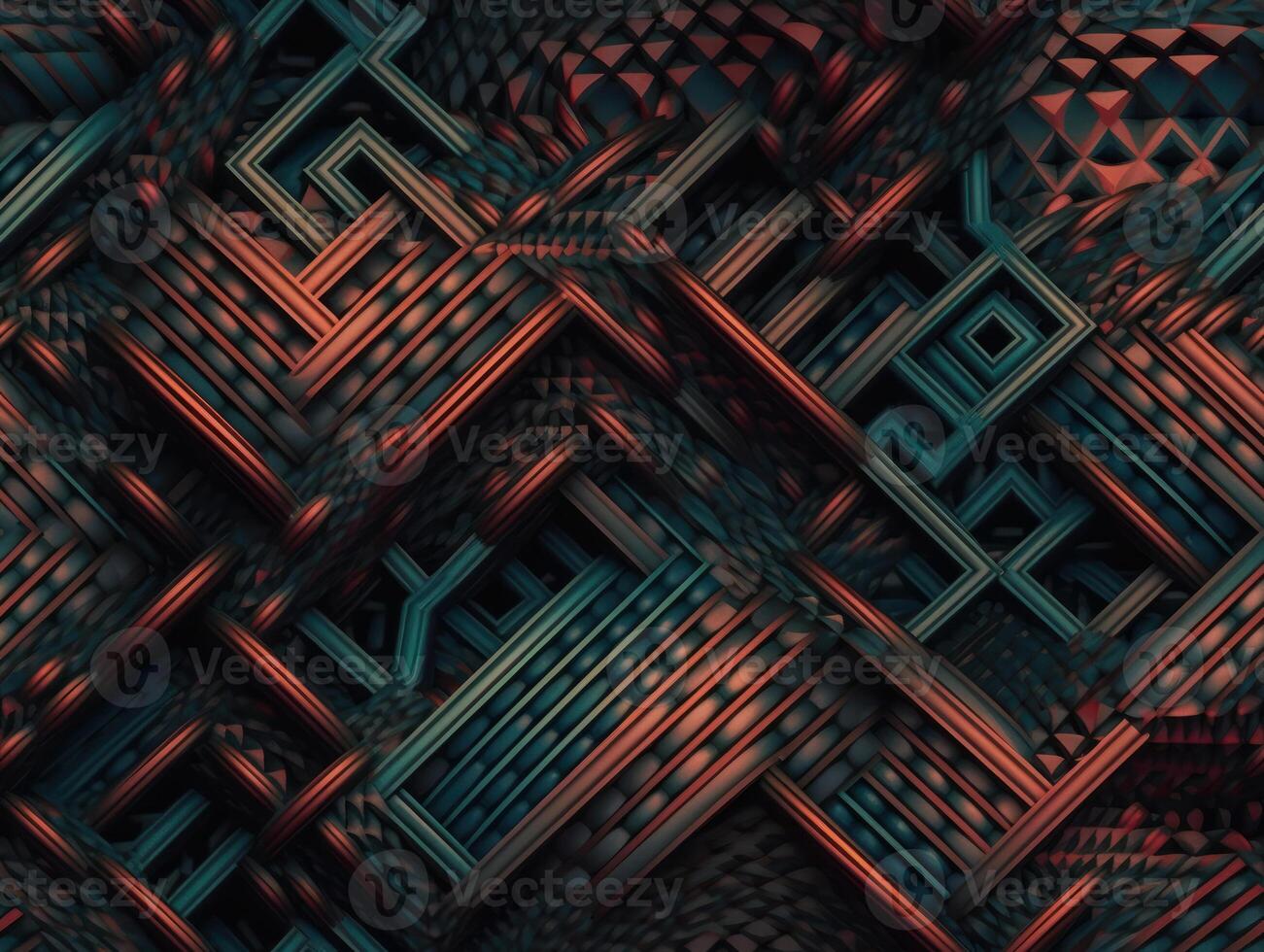 Dark abstract geometric grid pattern Seamless background created with technology photo