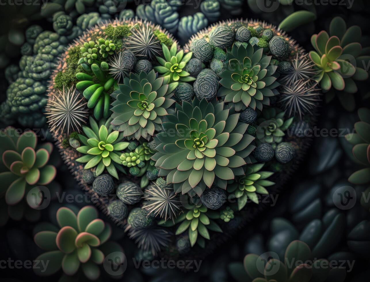 Green heart that represents environmental protection created with technology photo