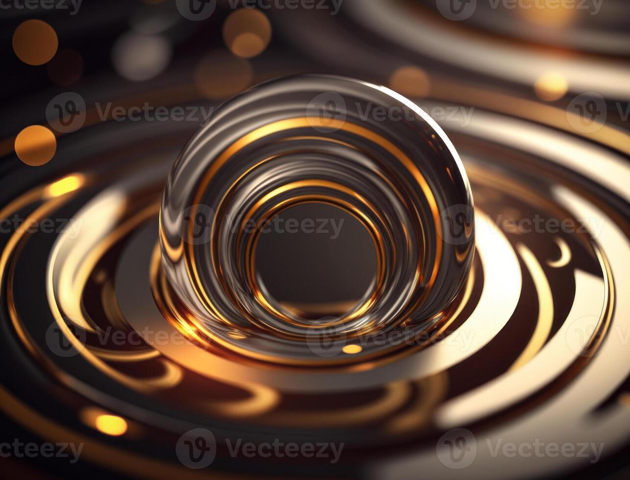 Concentric golden rings shapes Abstract geometric background created with technology photo