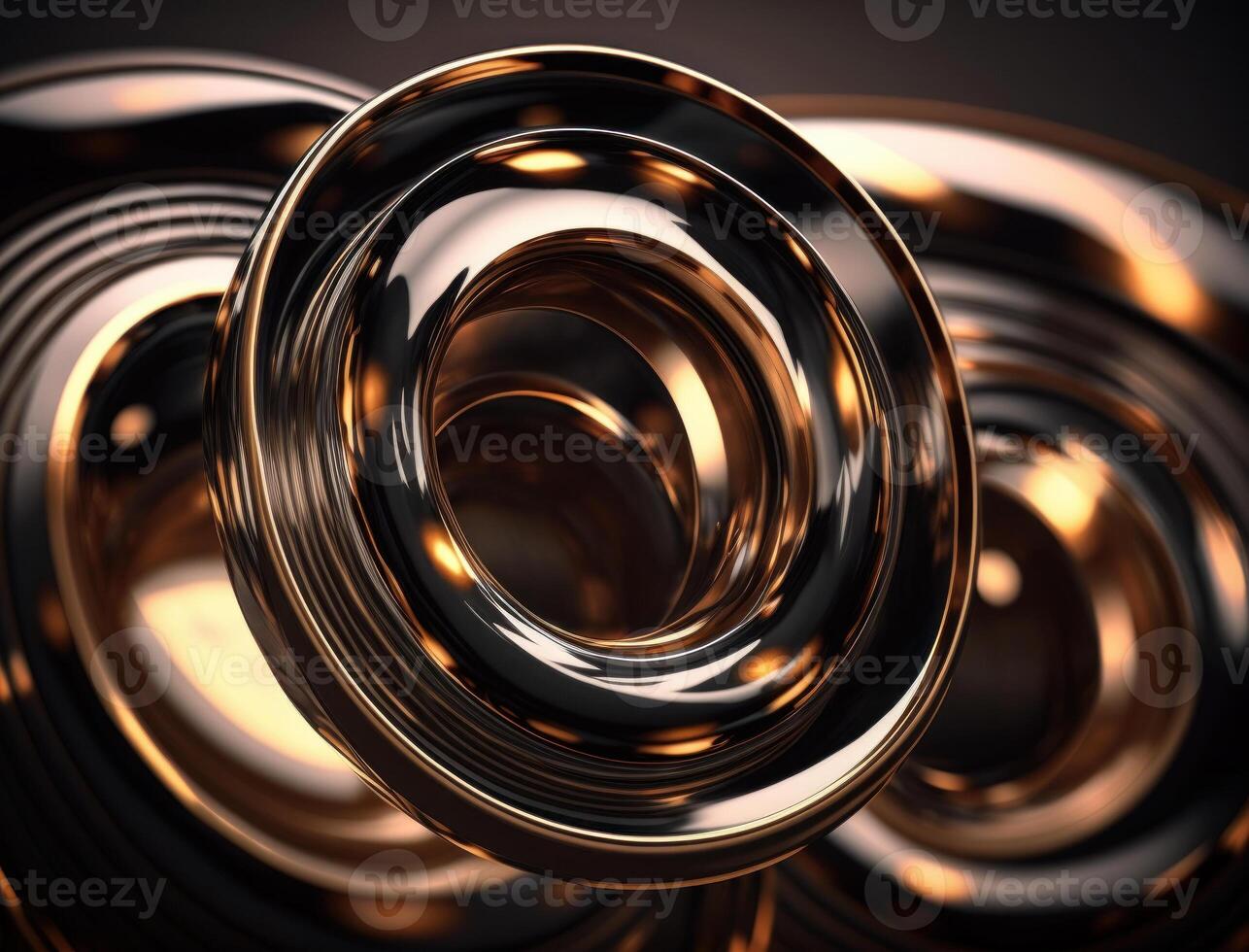 Concentric golden rings shapes Abstract geometric background created with technology photo