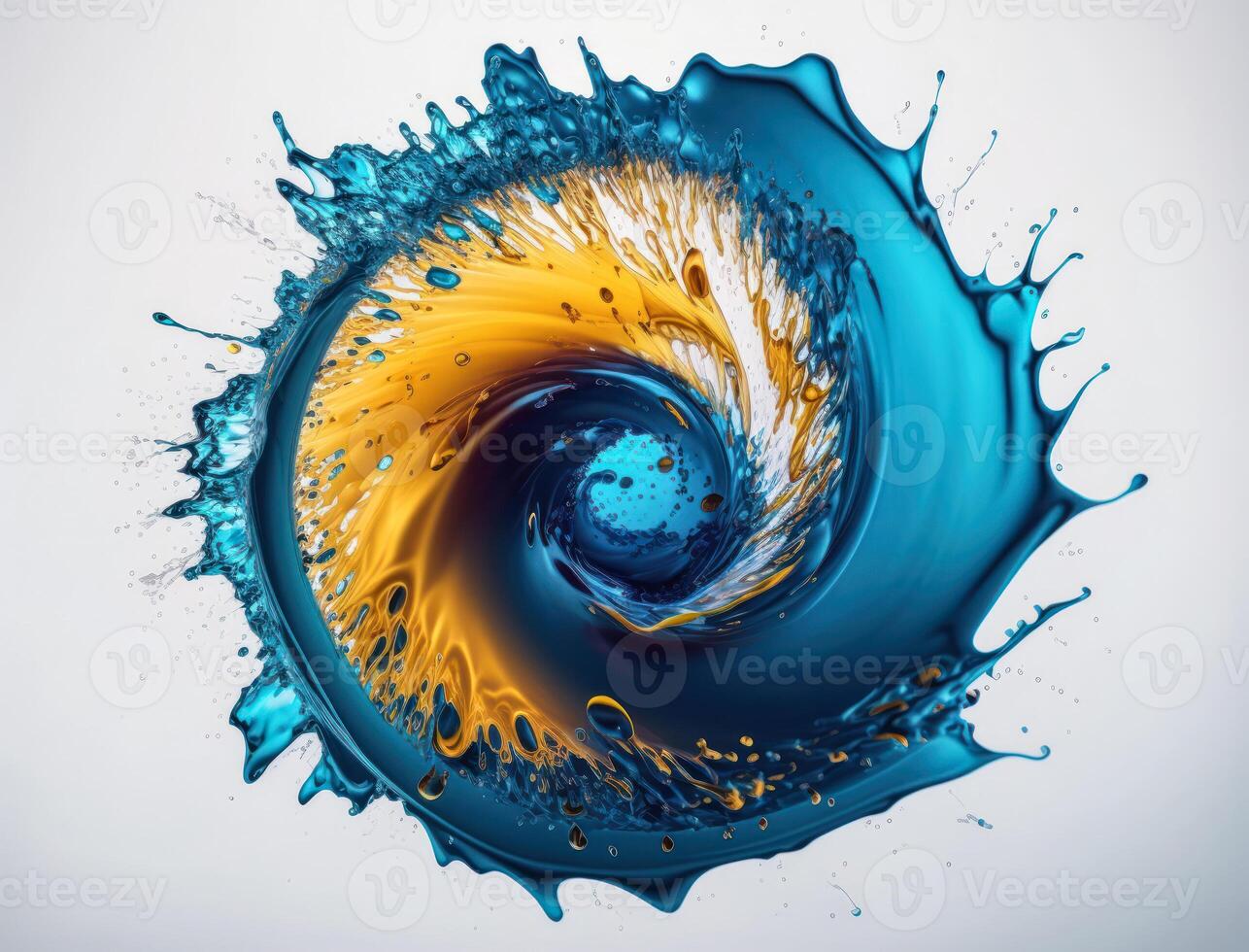 Radial spiral water splash background created with technology photo