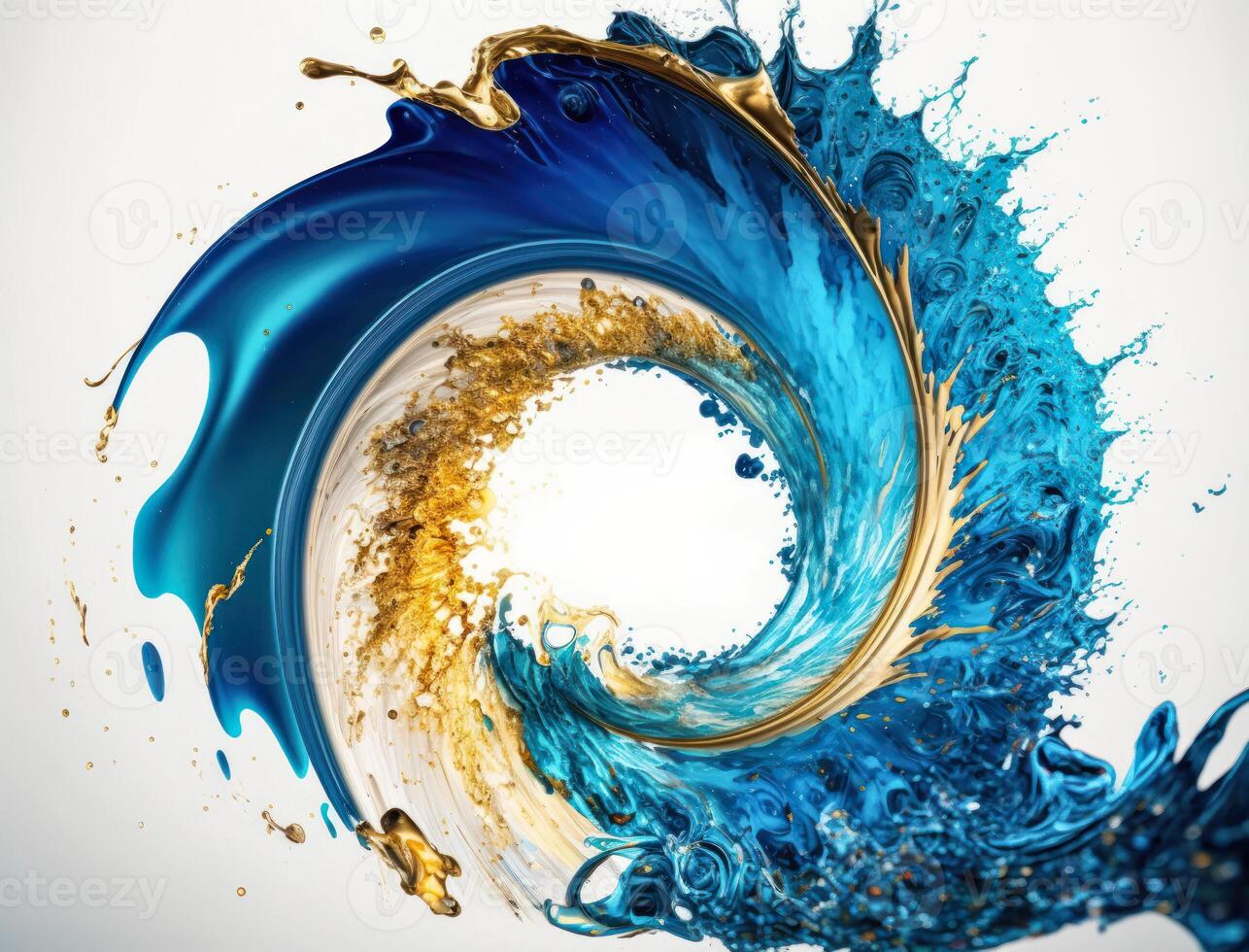 Radial spiral water splash background created with technology photo