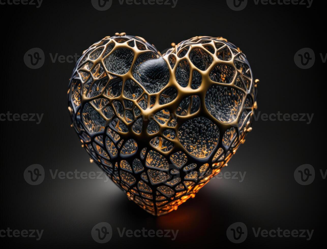 Realistic translucent heart shaped crystal zircon, natural gemstone technology photo