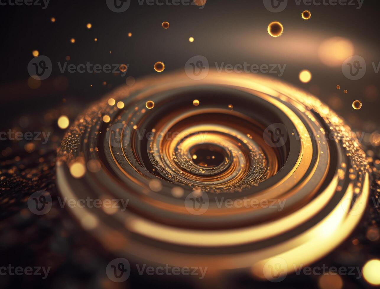 Concentric golden rings shapes Abstract geometric background created with technology photo