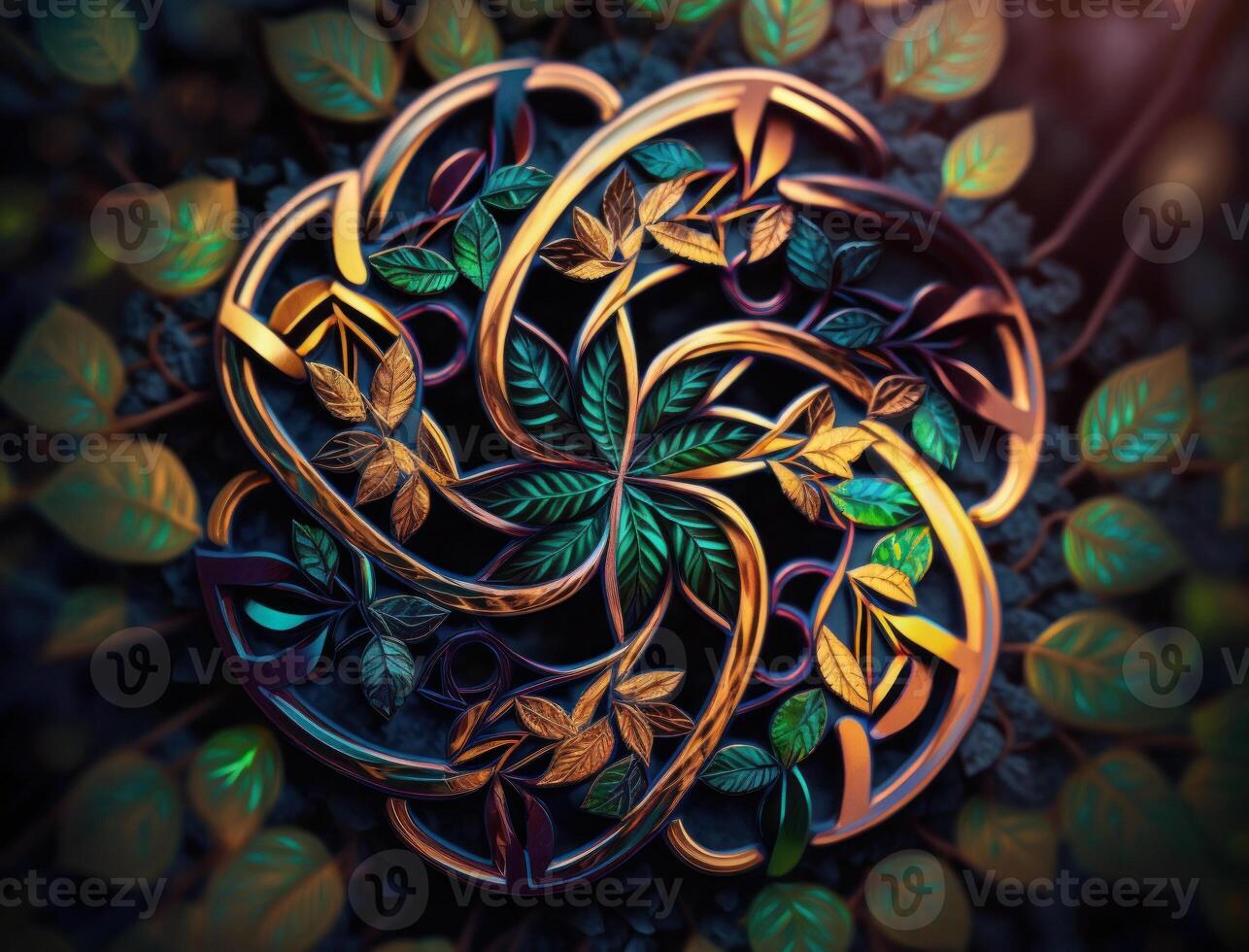 Ethnic celtic ornaments Esoteric vegetal background created with technology photo