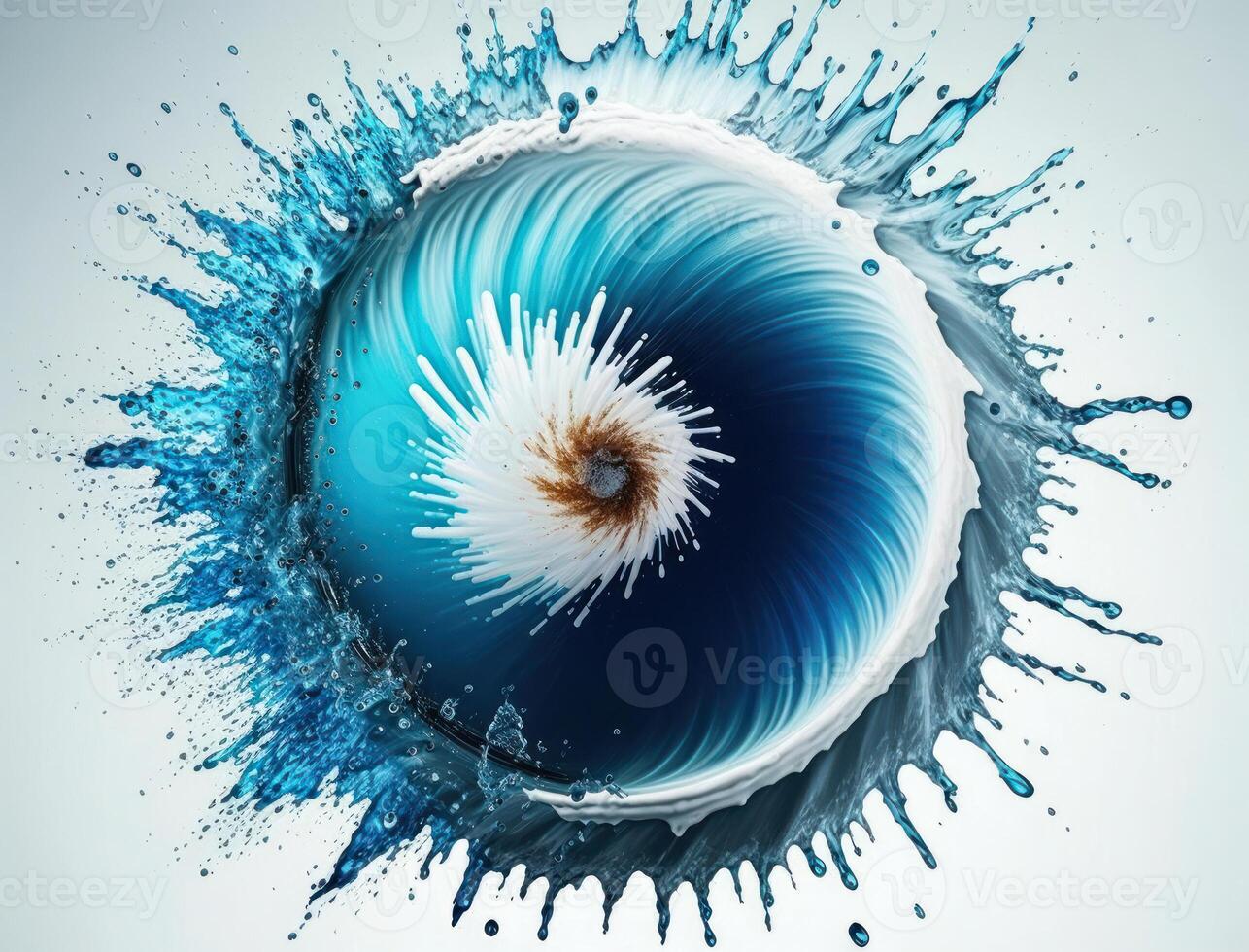 Radial spiral water splash background created with technology photo